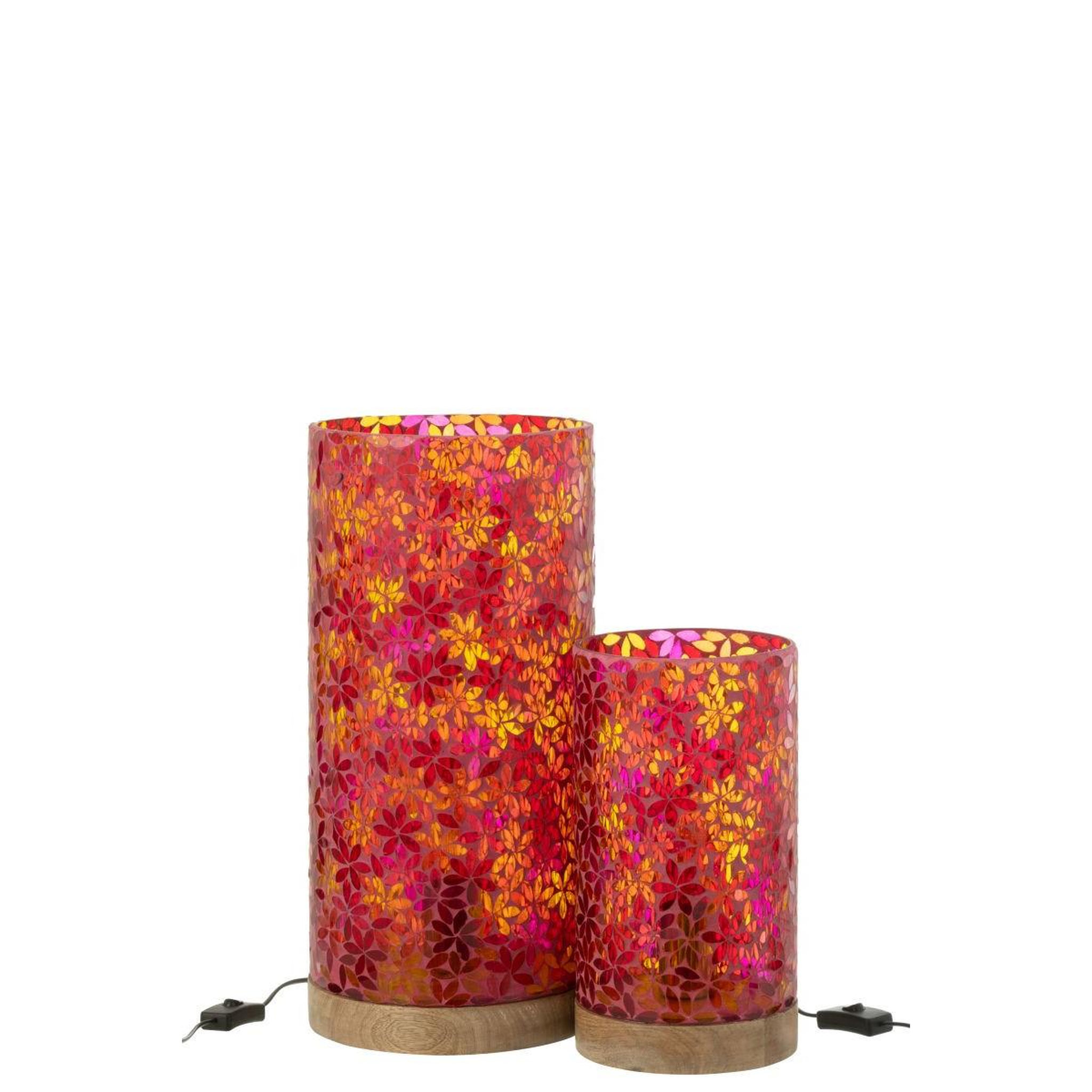 Voir la diapositive 4 : J-LINE Lampe à poser mosaïque en verre  fleur  45cm multicolore