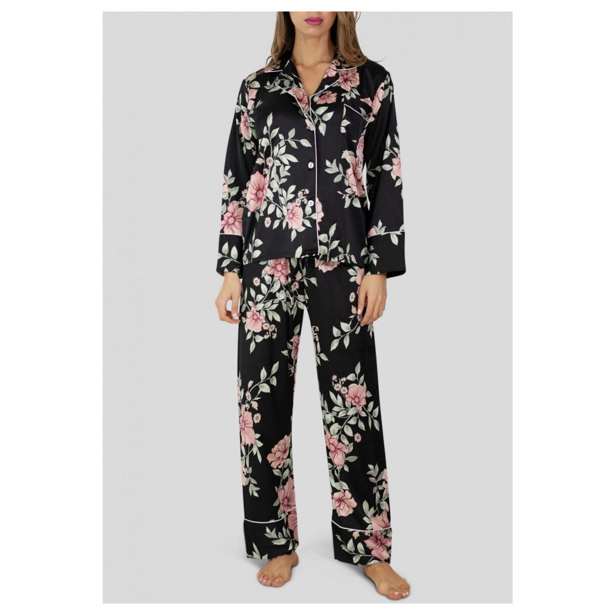 Kebello Ensemble Pyjama fluide en satin Femme pas cher Auchan