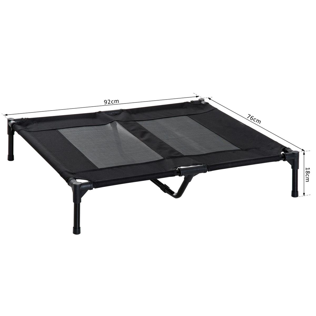 PAWHUT Lit sur pieds pour chien chat lit de camp animal lit surélevé Oxford textilène micro-perforé dim. 92L x 76l x 18H cm noir