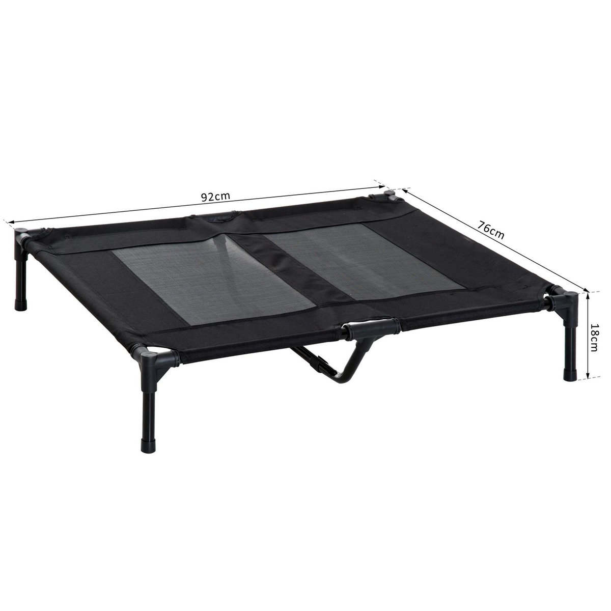 PAWHUT Lit sur pieds pour chien chat lit de camp animal lit surélevé Oxford textilène micro-perforé dim. 92L x 76l x 18H cm noir