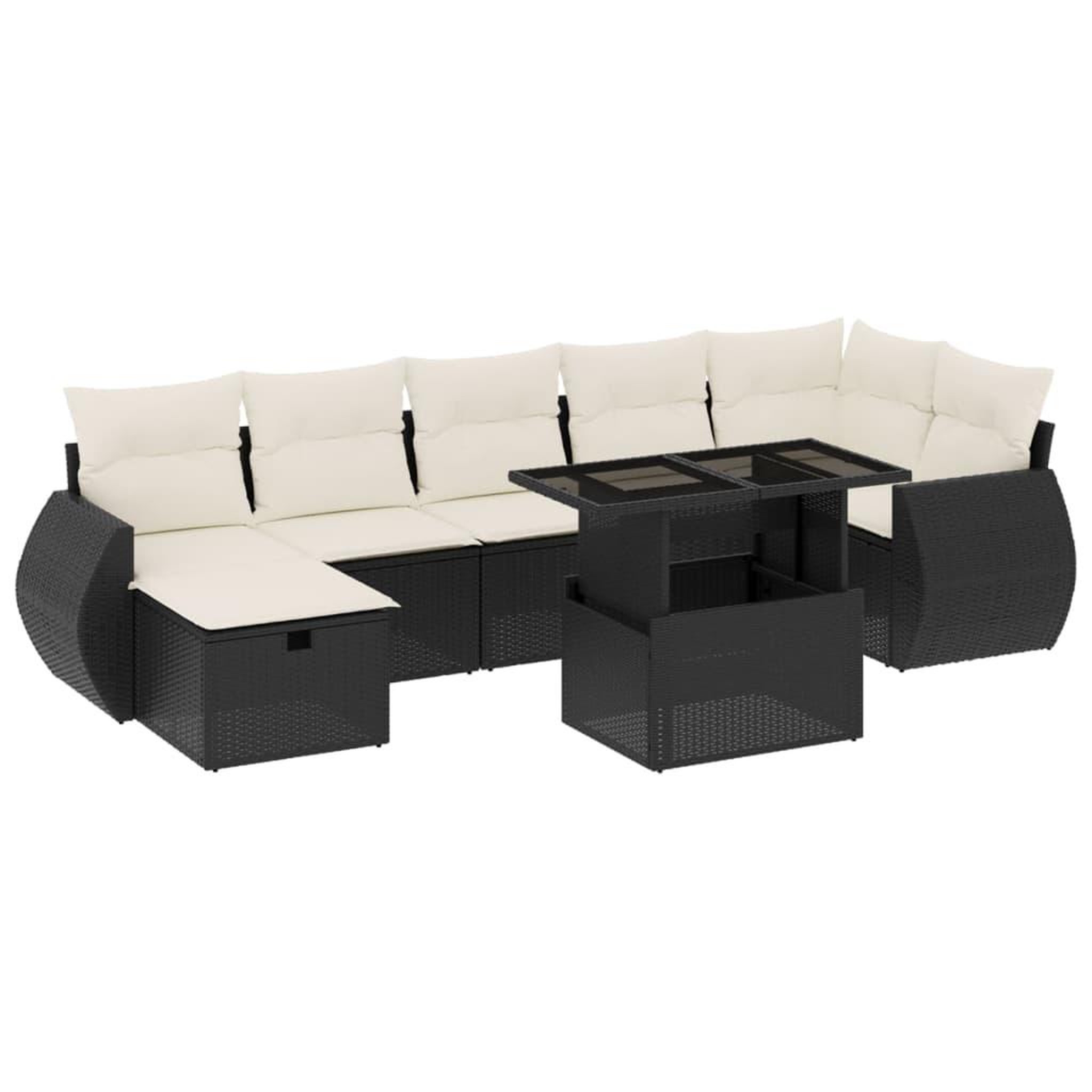 Voir la diapositive 2 : VIDAXL Salon de jardin 8 pcs avec coussins noir resine tressee