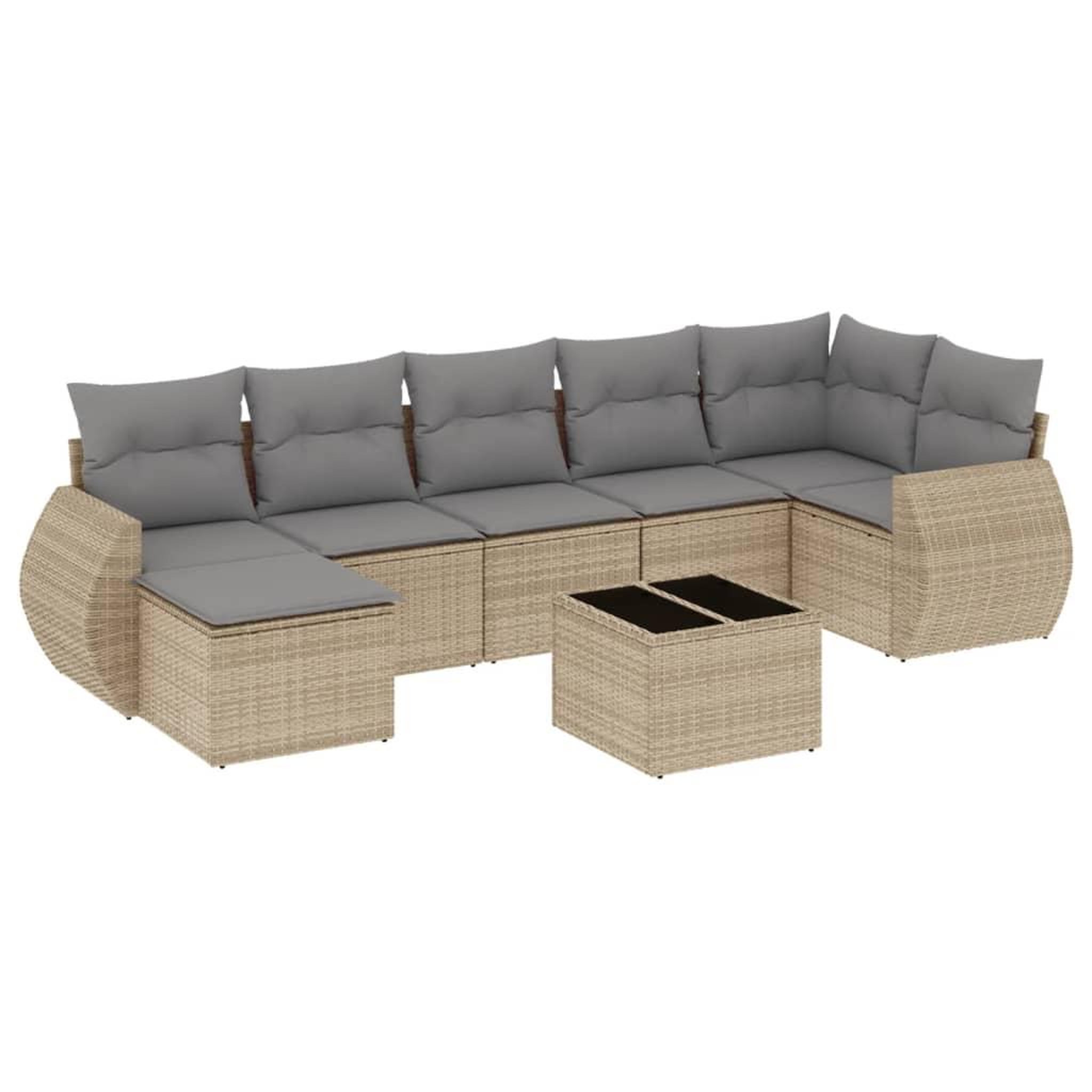 Voir la diapositive 2 : VIDAXL Salon de jardin avec coussins 8 pcs beige resine tressee