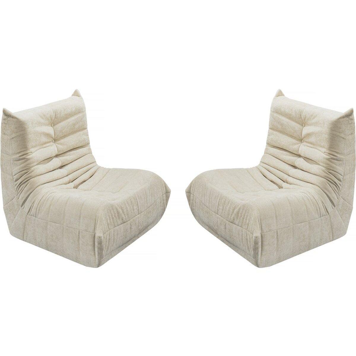 Habitat et Jardin Lot de 2 chauffeuses pour canapé modulables en tissu texturé  Velasca  - Beige