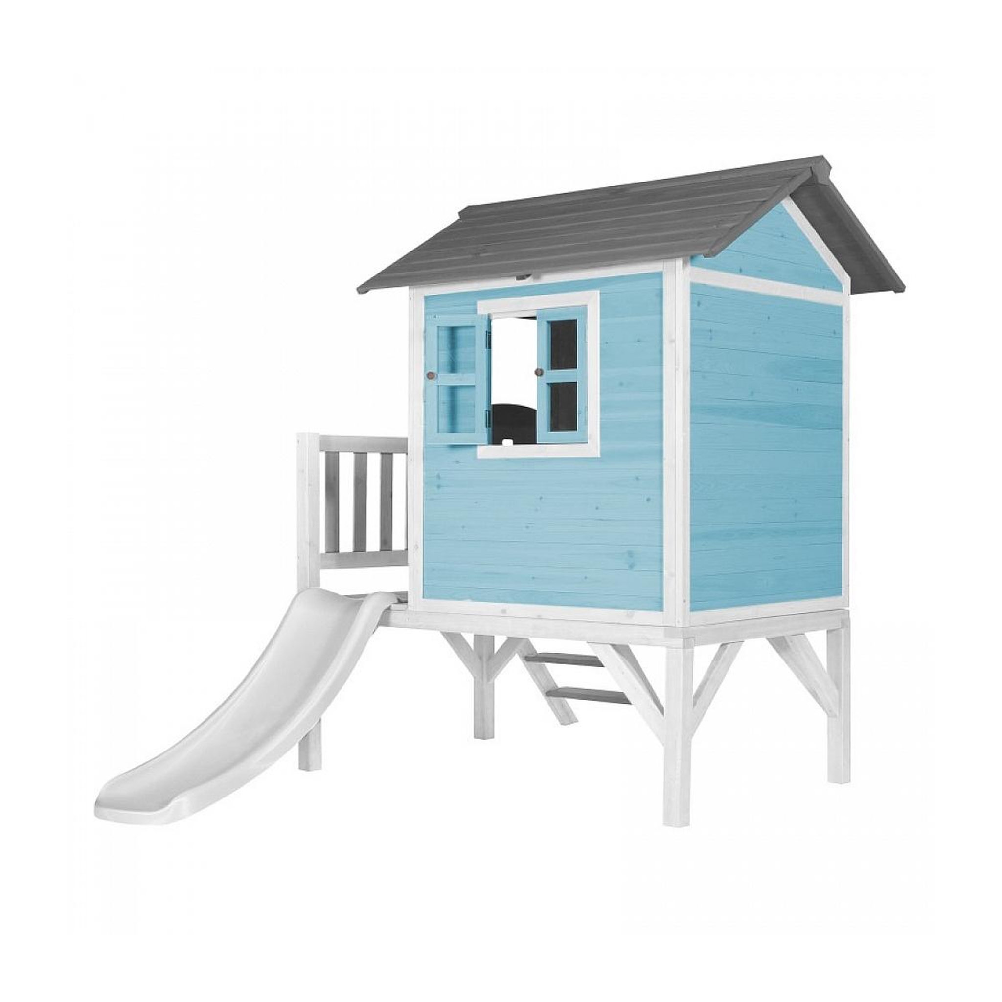 Voir la diapositive 3 : Axi House AXI Maisonnette Lodge XL en bois Bleue toboggan Blanc