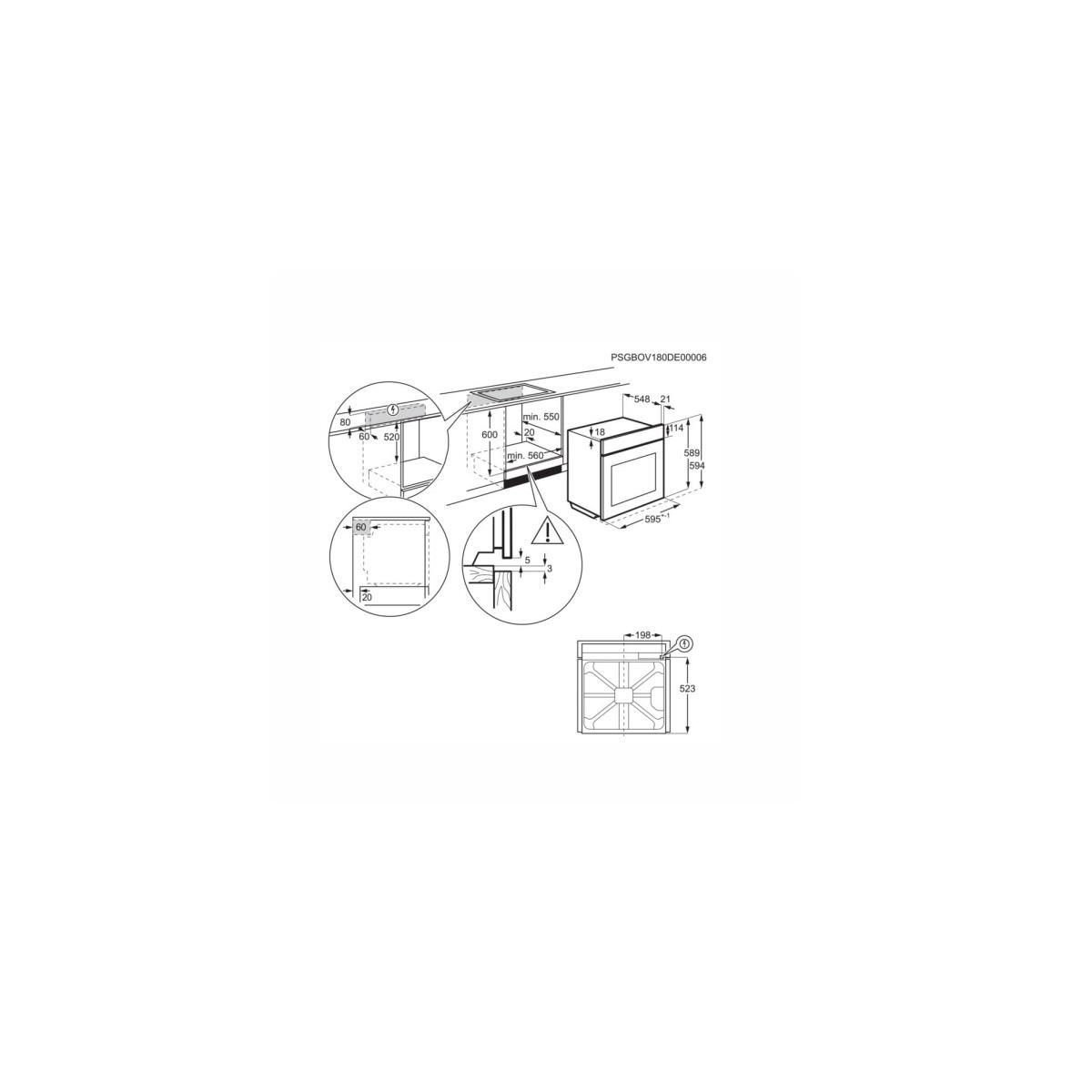 ELECTROLUX Four intégrable multifonction 72l 60cm pyrolyse noir - KOEDP47K