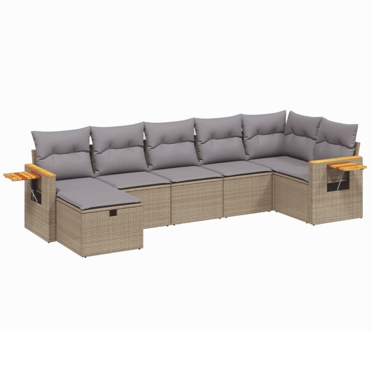 VIDAXL Salon de jardin avec coussins 7pcs melange beige resine tressee