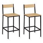 ID MARKET Lot de 2 tabourets de bar DETROIT avec dossier chaise de cuisine design industriel