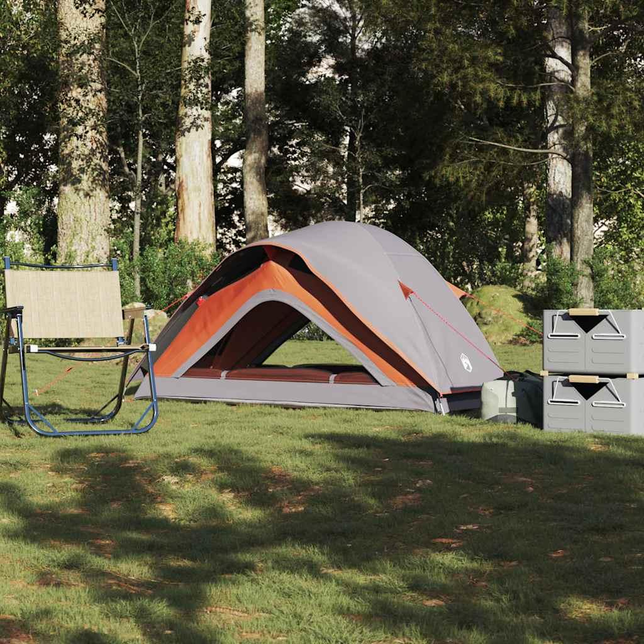 VIDAXL Tente de camping 1 personne gris et orange impermeable