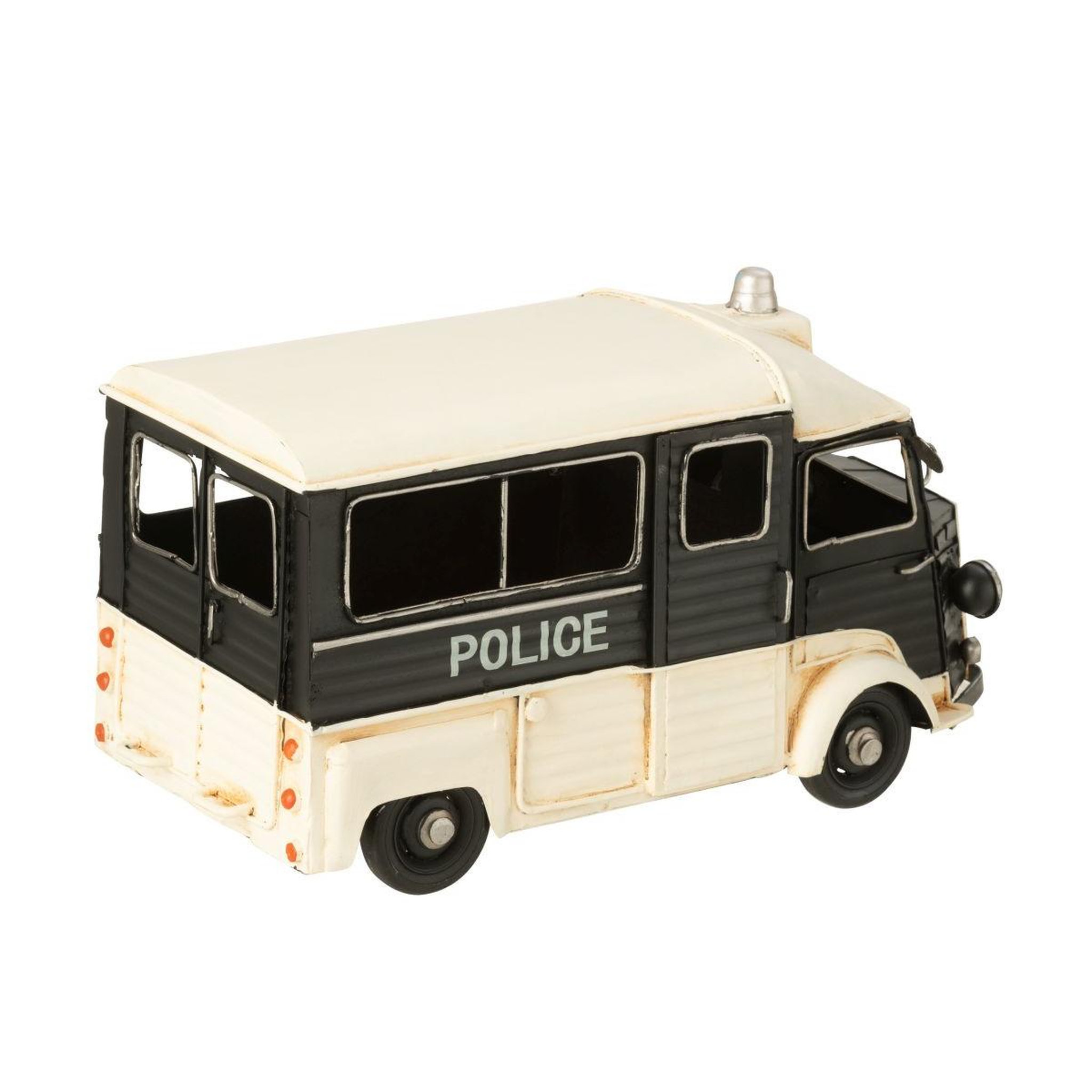 Voir la diapositive 2 : J-LINE Bus de police déco en métal  antique  28cm noir