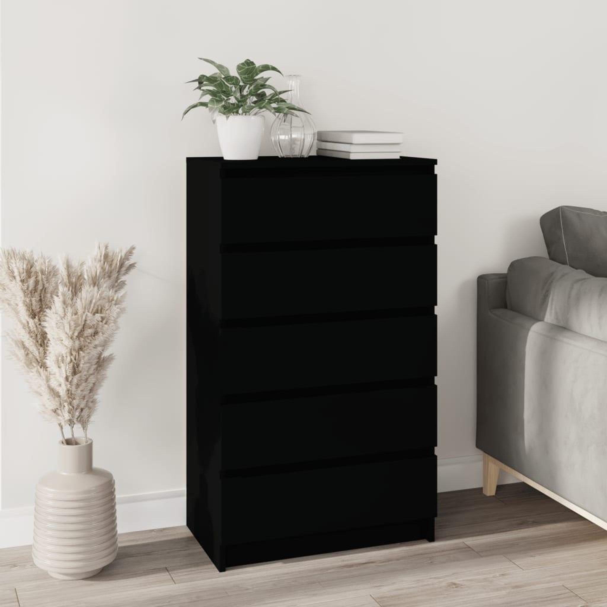 Voir la diapositive 1 : VIDAXL Commode Noir 60x36x103 cm Bois d'ingenierie
