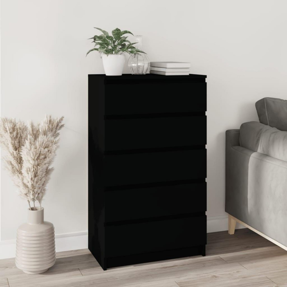 VIDAXL Commode Noir 60x36x103 cm Bois d'ingenierie