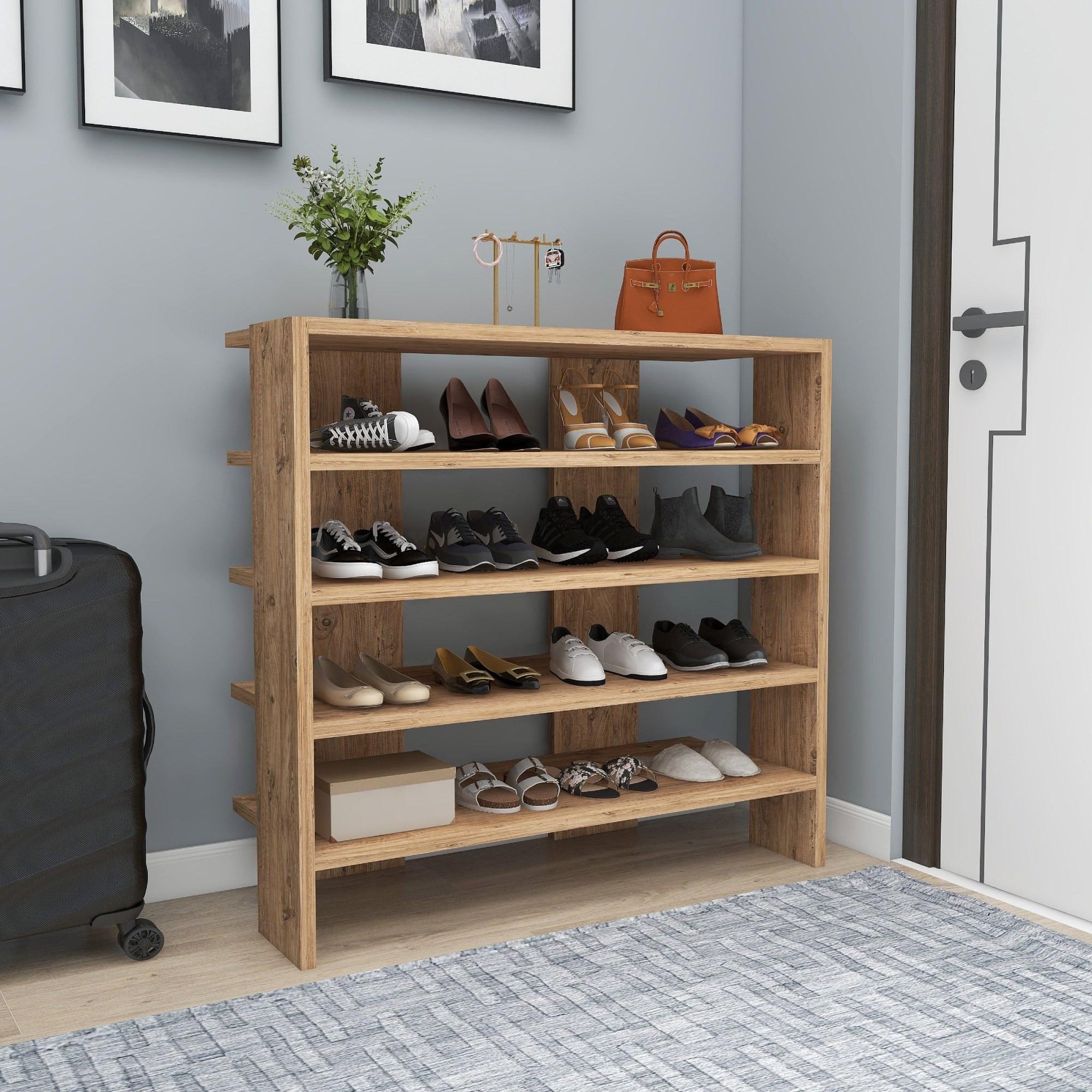 Voir la diapositive 2 : Habitat et Jardin Meuble à chaussures en bois  sargel   - 75 x 31 x 72 cm - marron