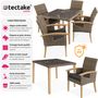 Voir la diapositive 2 : tectake Ensemble table en rotin avec 4 chaises avec cadre solide en bois marron naturel