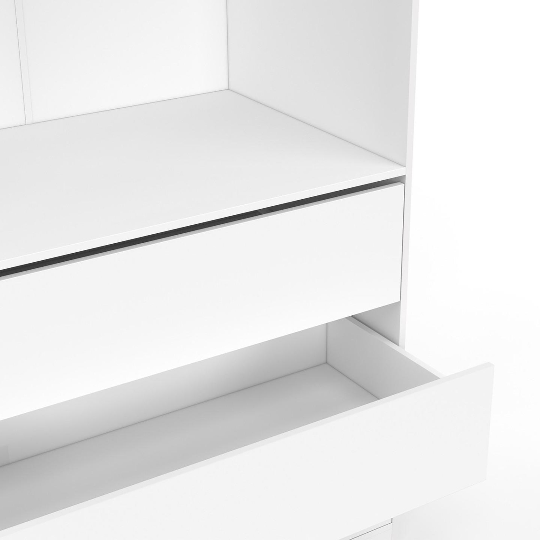 Voir la diapositive 5 : ID MARKET Dressing taylor 80 x 55 x 200 cm 1 module avec penderie + 3 tiroirs blanc