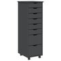 Voir la diapositive 2 : VIDAXL Armoire roulante avec tiroirs MOSS gris bois de pin solide