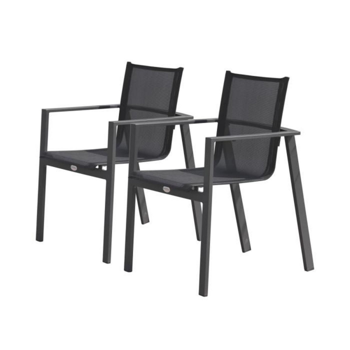 Paris Prix Lot de 2 Fauteuils de Jardin Empilables  Miami  84cm Gris Anthracite