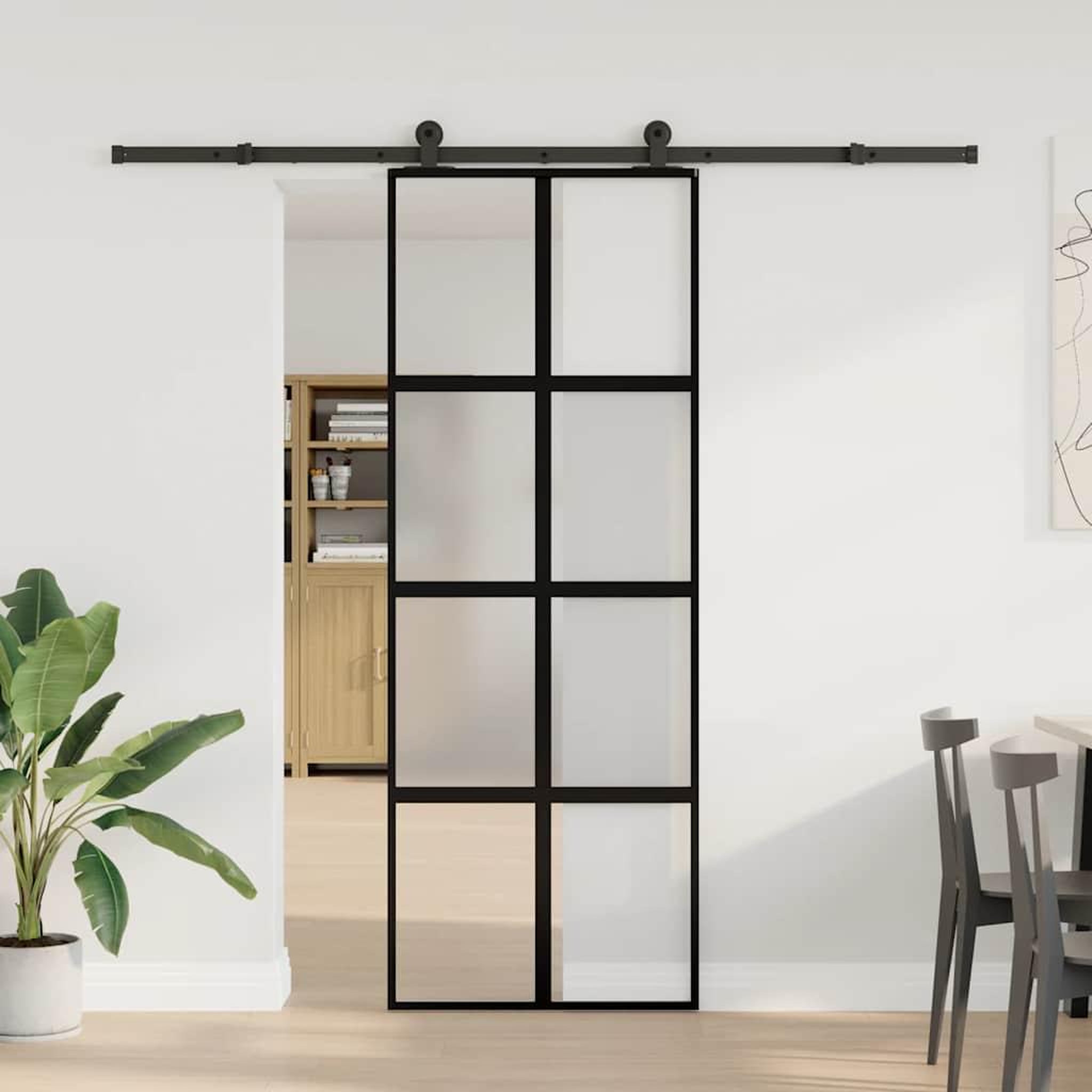 Voir la diapositive 2 : VIDAXL Porte coulissante kit de quincaillerie trempe verre aluminium