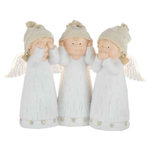 Paris Prix Lot de 3 Statuettes Led  Ange  28cm Blanc