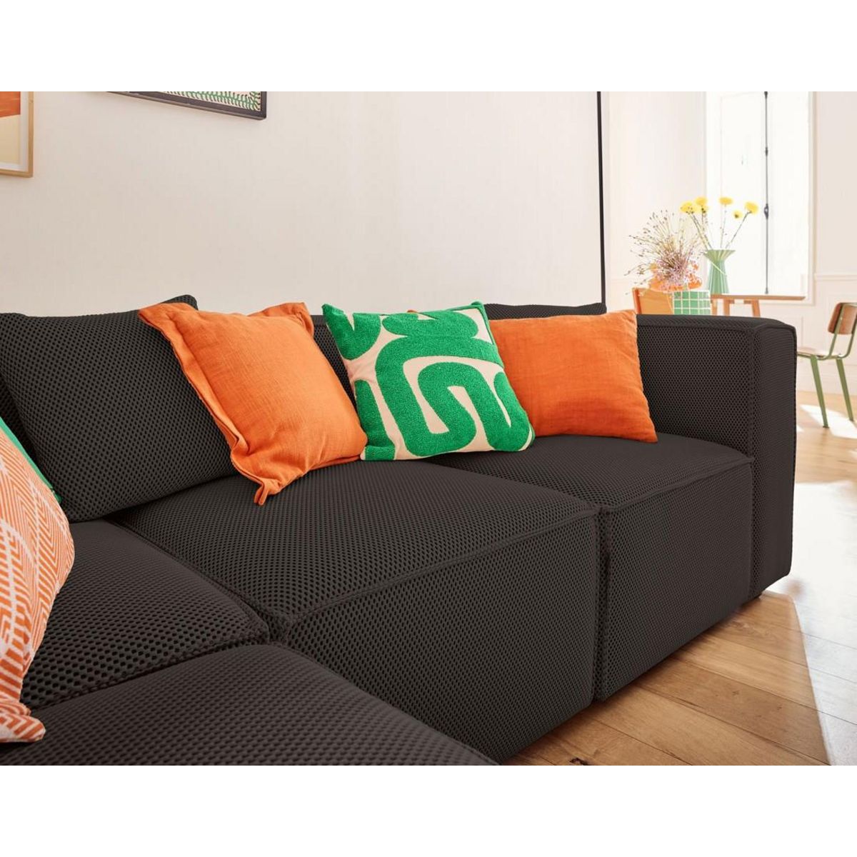 LISA DESIGN Arty - canapé modulable d'angle gauche 5 places - en tissu mailles 3d