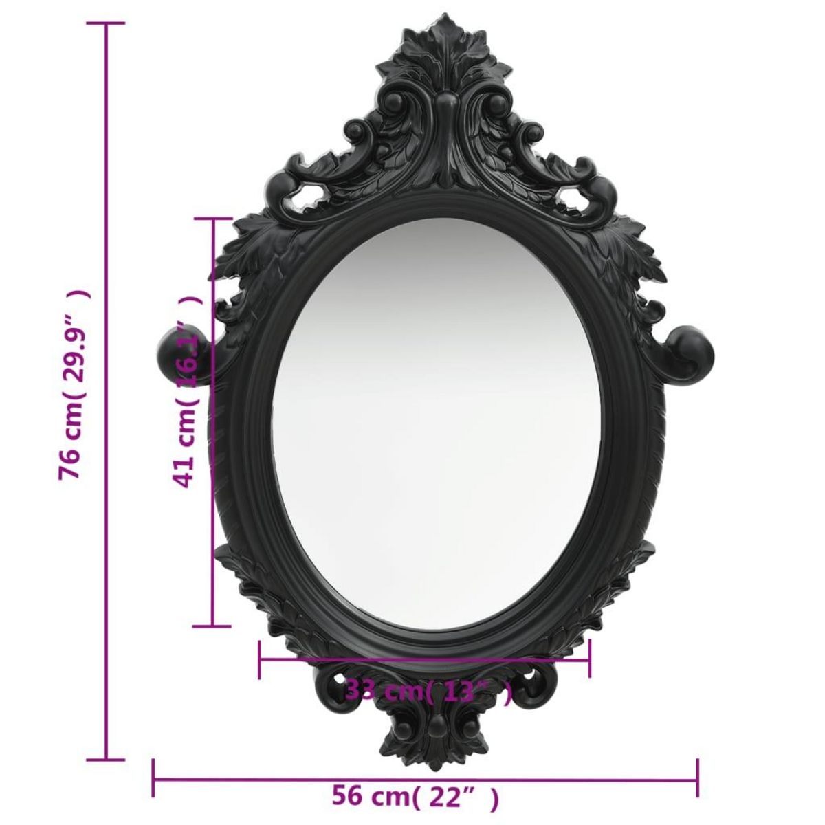 VIDAXL Miroir mural style chateau 56x76 cm Noir