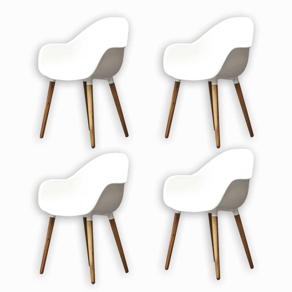 IDCOM Lot de 4 fauteuils de jardin - Coque Blanc - VINY