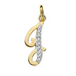 L'ATELIER D'AZUR Pendentif Or 18 Carats 750 Jaune Serti de Zirconiums - Initiale Lettre  J  - Chaine Offerte