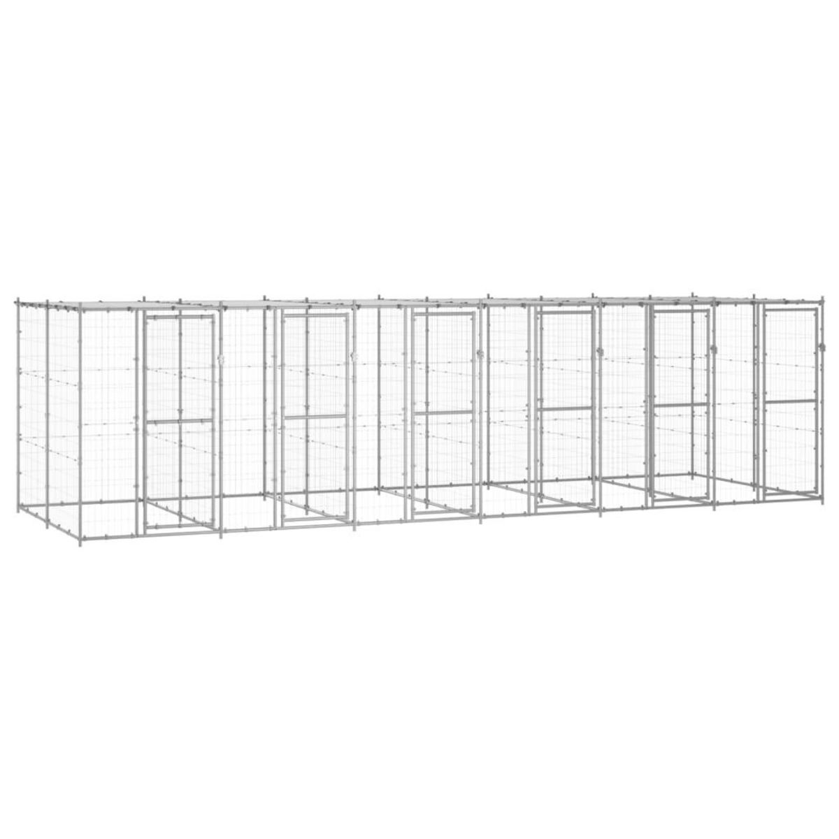 VIDAXL Chenil exterieur Acier galvanise avec toit 14,52 m²