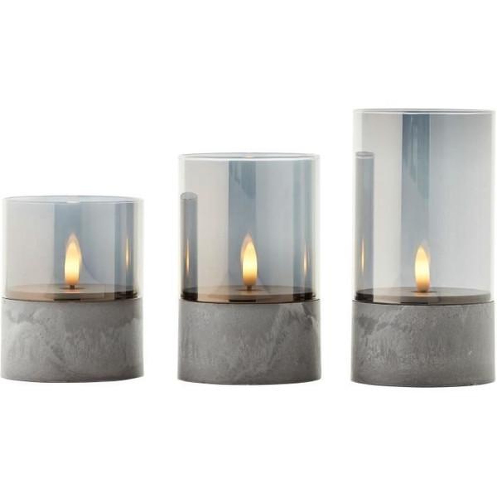 Voir la diapositive 2 : BRILLIANT Lot 3 Lampes a poser LED BOUGIE BRILLIANT - 2500K - Plastique et verre - Gris et verre fumé