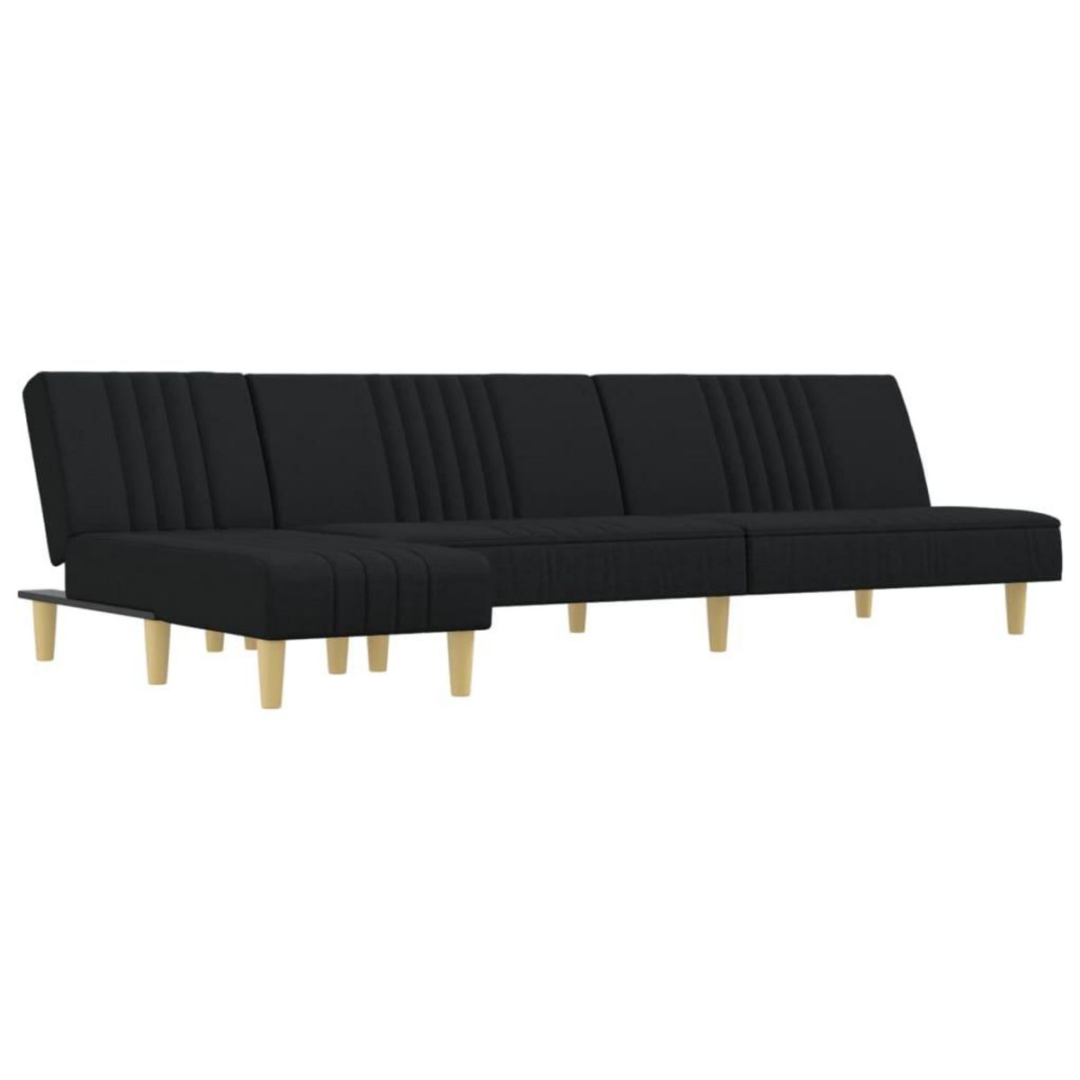 VIDAXL Canape-lit en forme de L noir 255x140x70 cm tissu