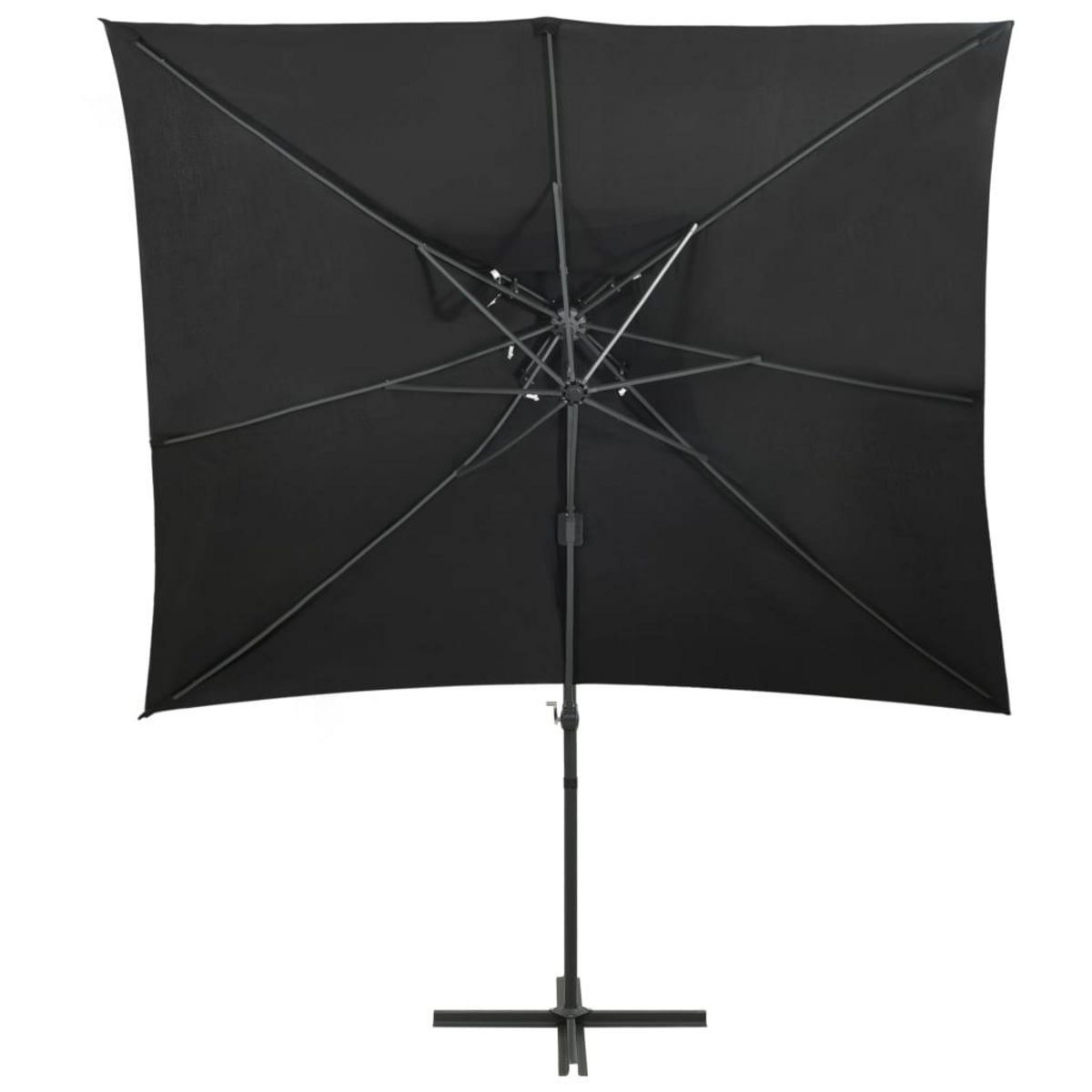 VIDAXL Parasol de jardin en porte-a-faux a double toit noir 250x250 cm