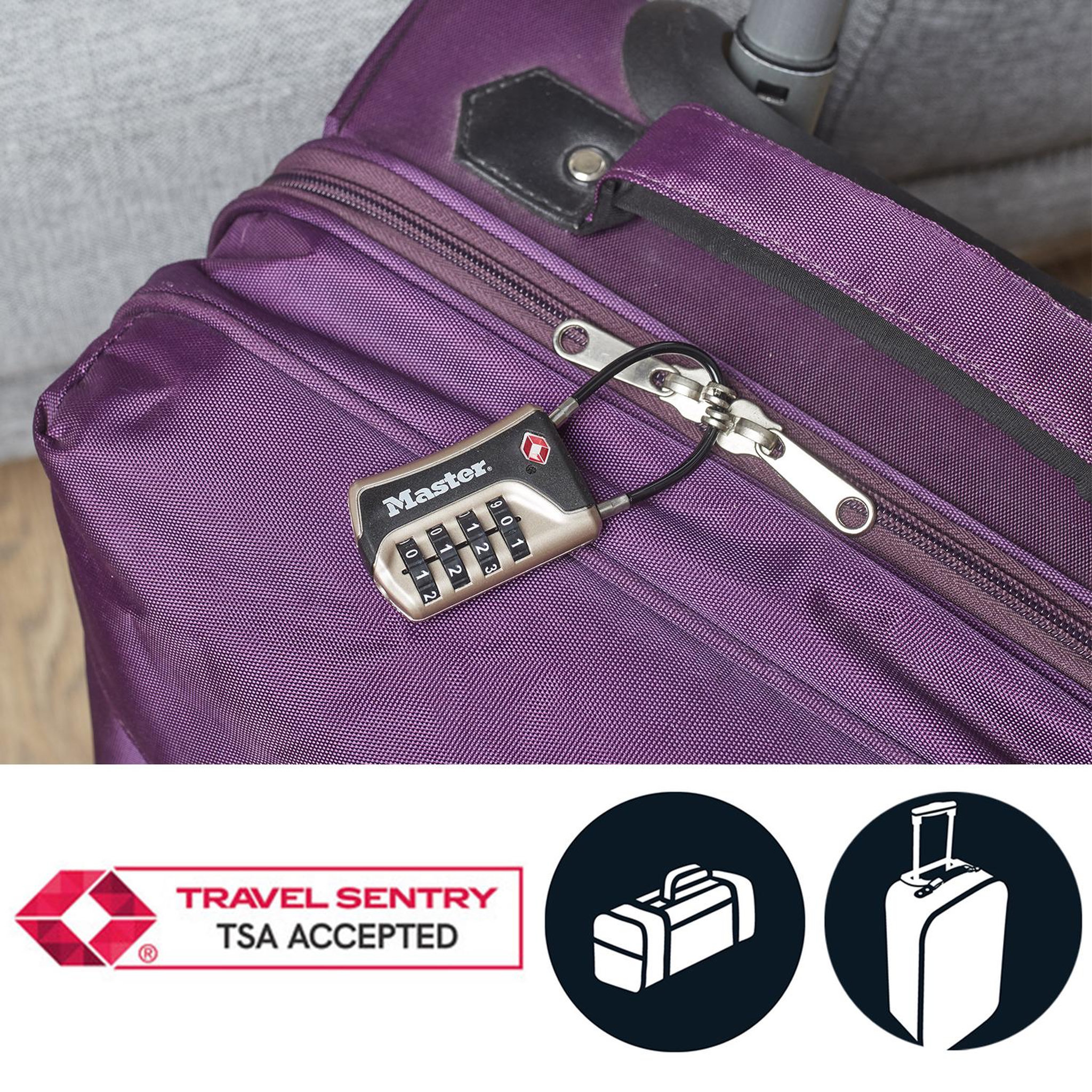 Master lock 4697EURDNKL Cadenas à Combinaison TSA, Gris, 9,3 x 3,6 x 1,5  cm