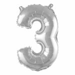 Paris Prix Ballon Gonflable Métallisé  Chiffre 3  40cm Argent
