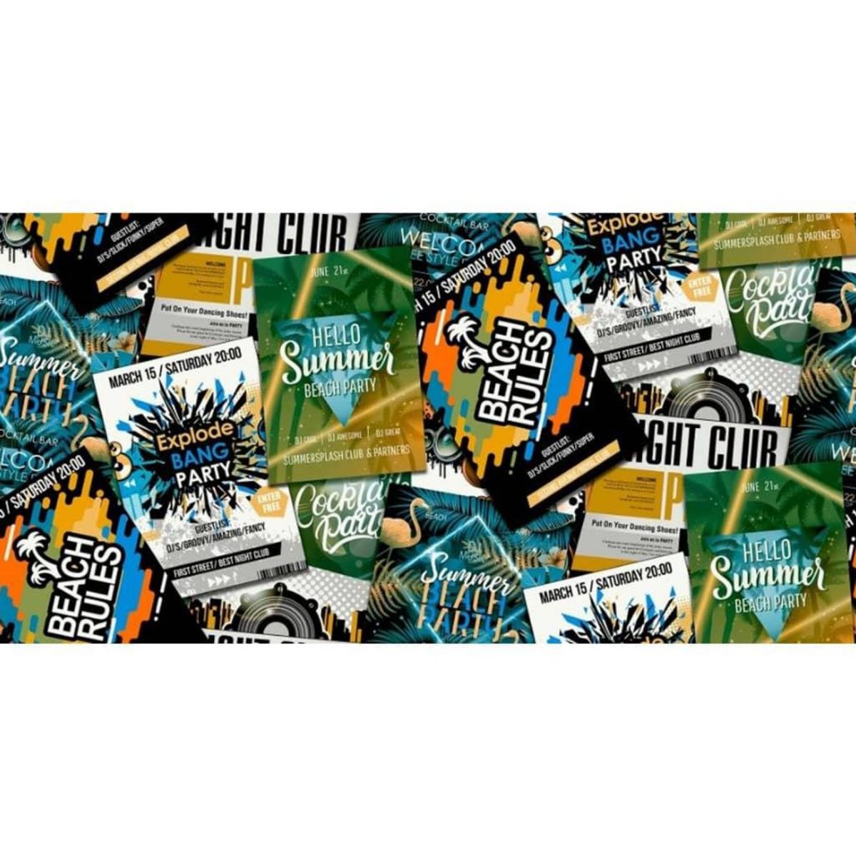 Noordwand Noordwand Papier peint Good Vibes Club Posters Vert et orange