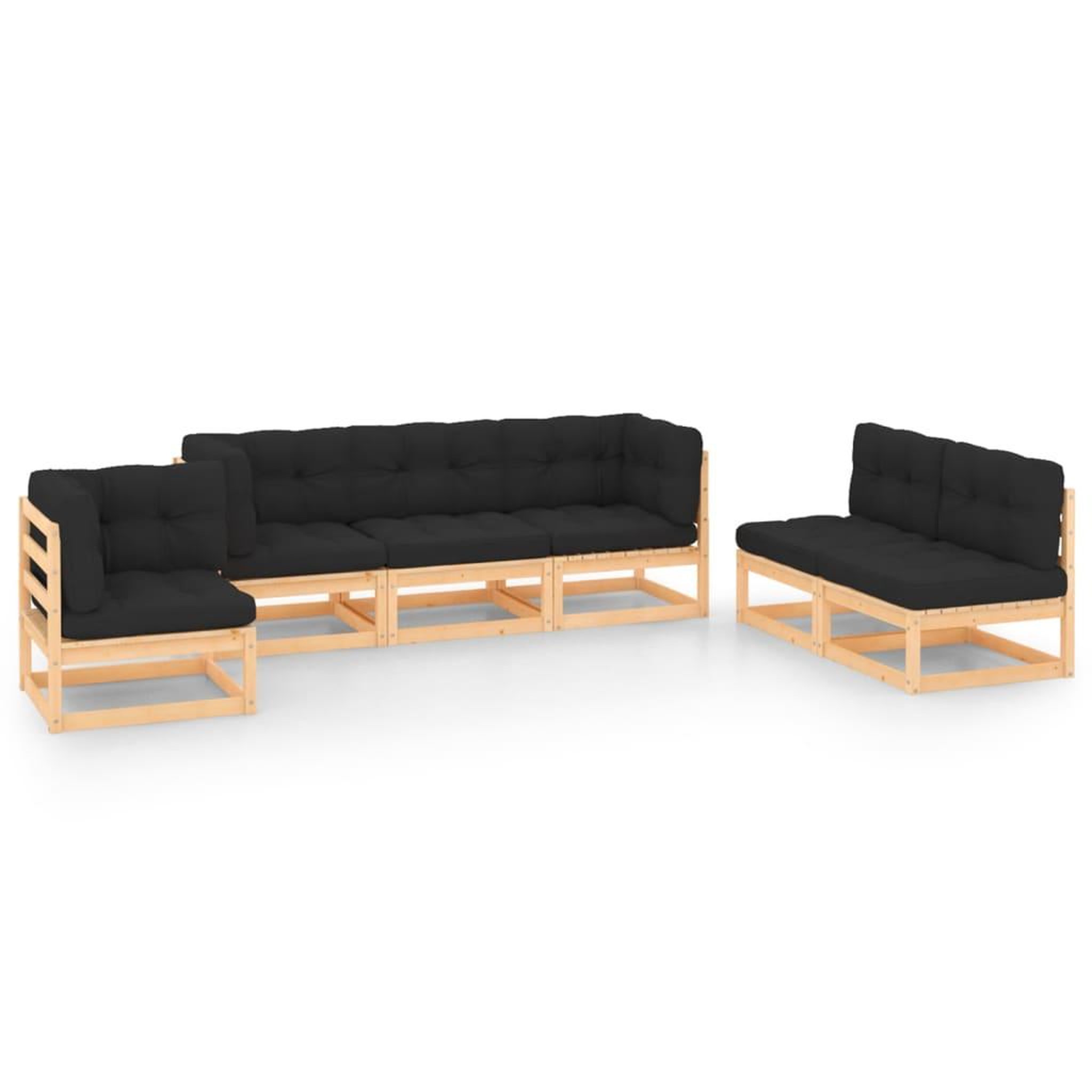 Voir la diapositive 1 : VIDAXL Salon de jardin 6 pcs avec coussins Bois de pin massif