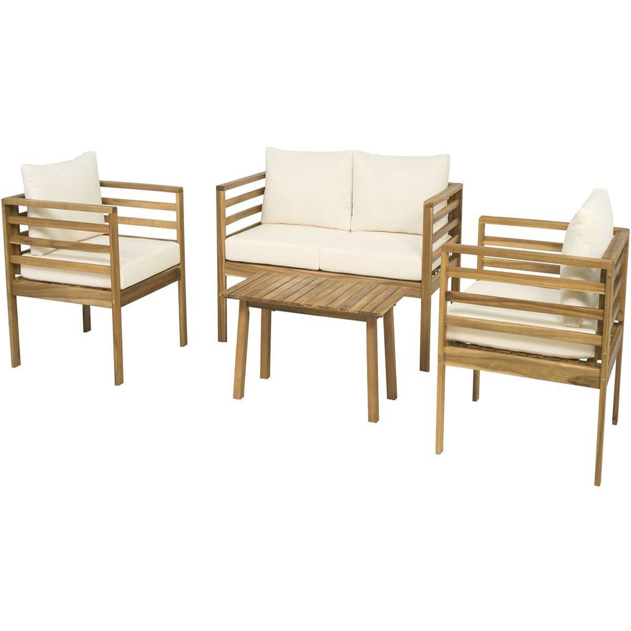 Voir la diapositive 4 : Habitat et Jardin Salon de jardin en bois avec coussins inclus  beckham  - 4 places - beige