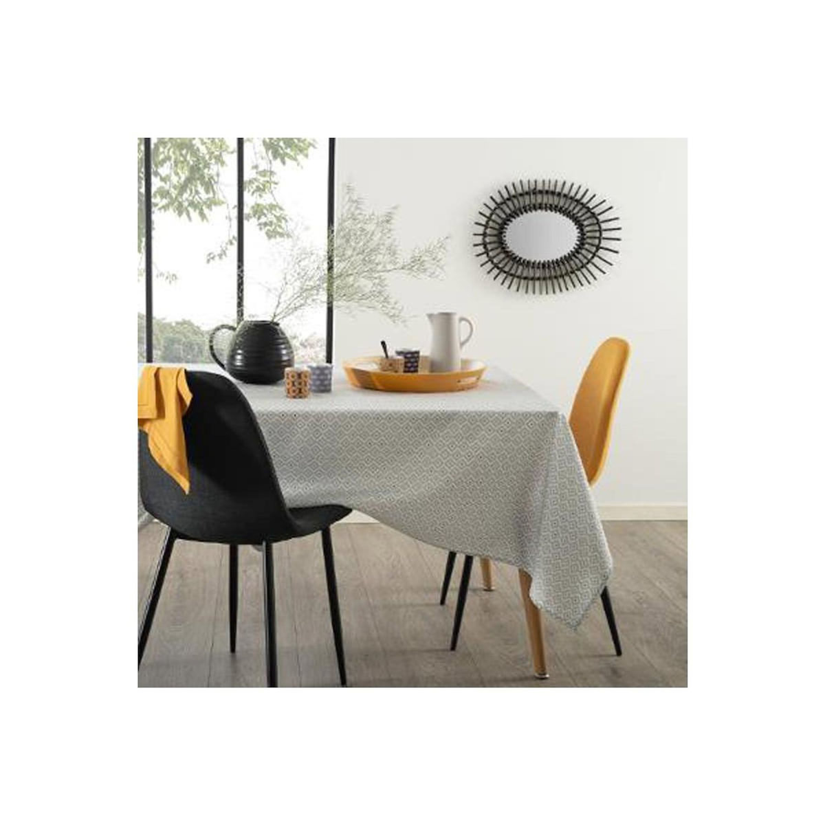 ATMOSPHERA Nappe anti-tache ethnique Ethnik - L. 240 x l . 140 cm - Gris