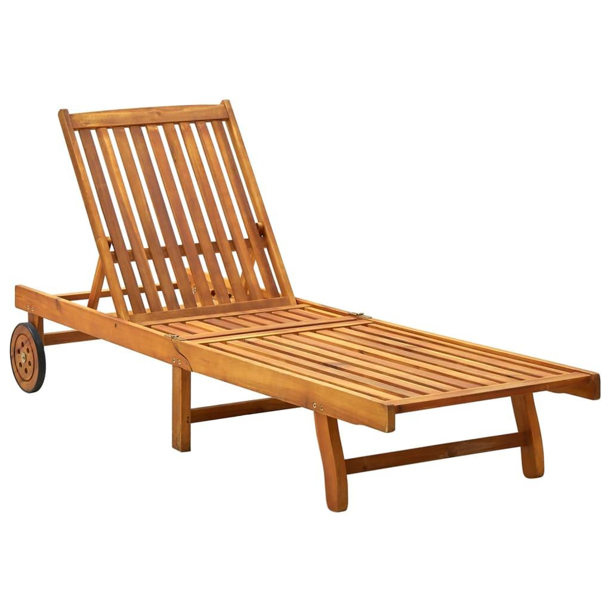 Voir la diapositive 2 : VIDAXL Chaise longue de jardin avec coussin Bois d'acacia solide