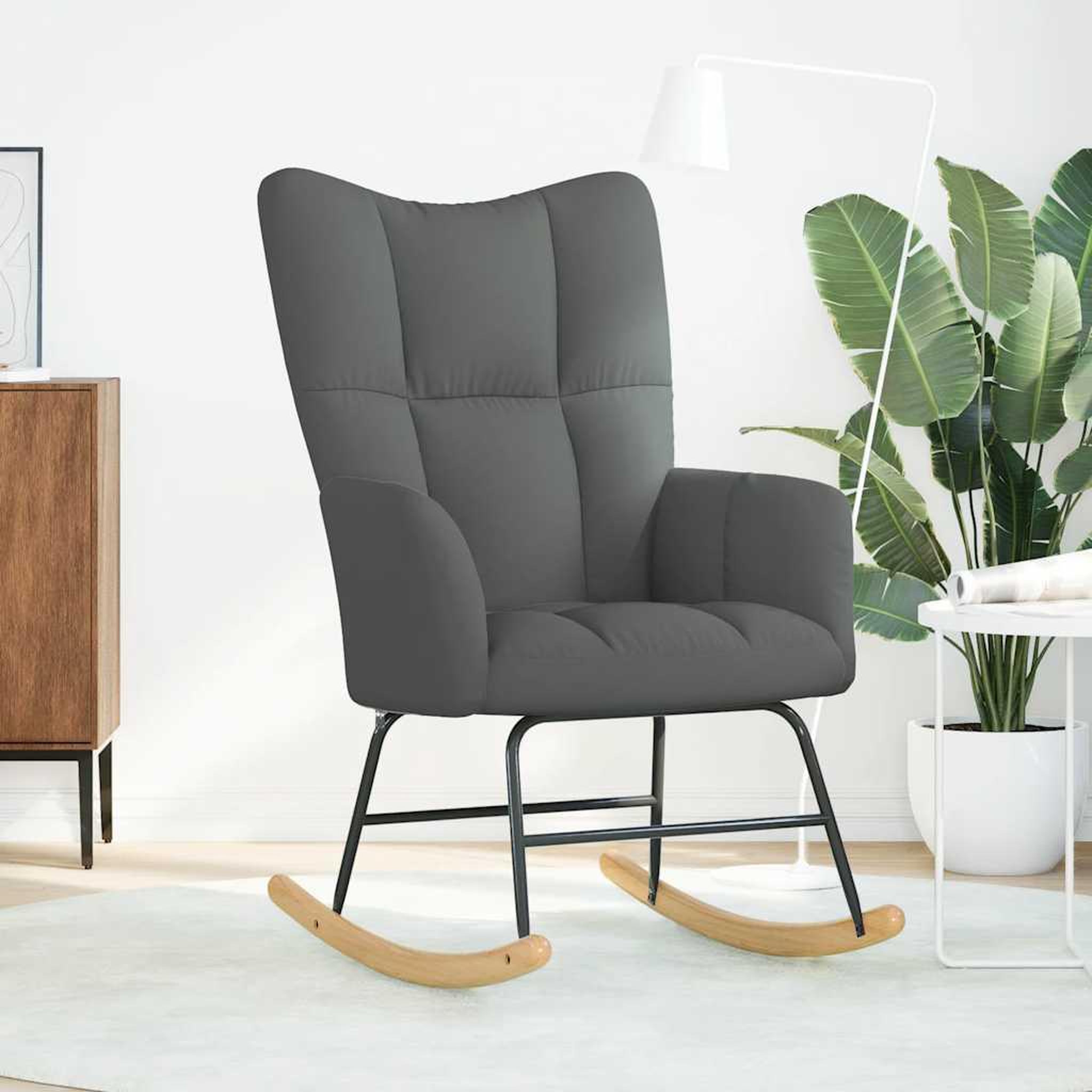Voir la diapositive 3 : VIDAXL Chaise a bascule Gris fonce Tissu