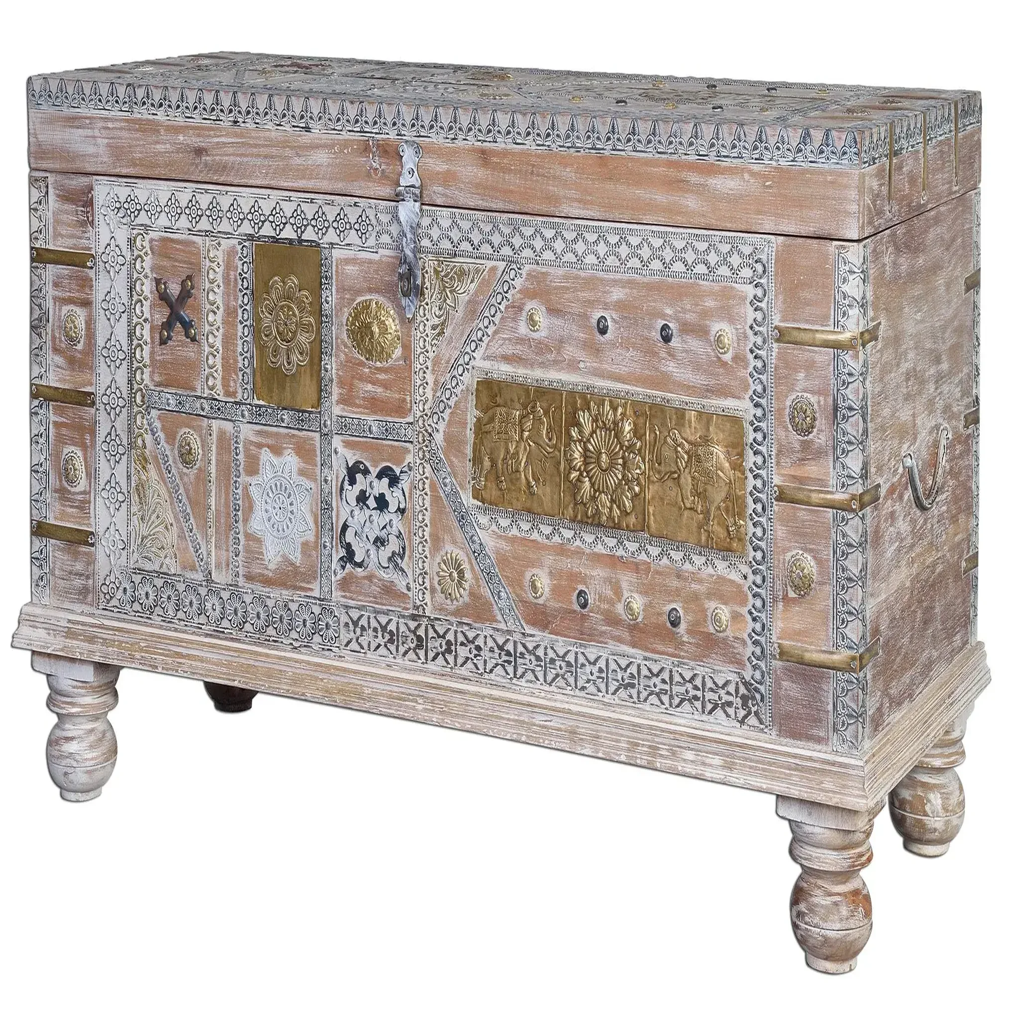 Voir la diapositive 2 : GINER Y COLOMER SL Coffre en bois de manguier 100 cm style rustique