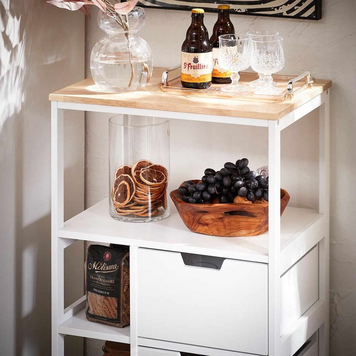 SOBUY SoBuy - Chariot De Cuisine à deux tiroirs - Industriel - FKW111