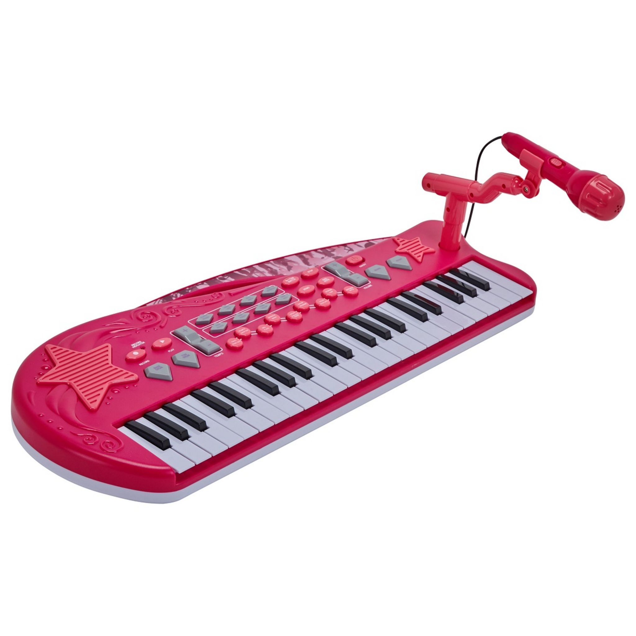 HOMCOM Piano à Queue Électronique 37 Touches Multifonctions Avec Micro Haut Parleur Rose
