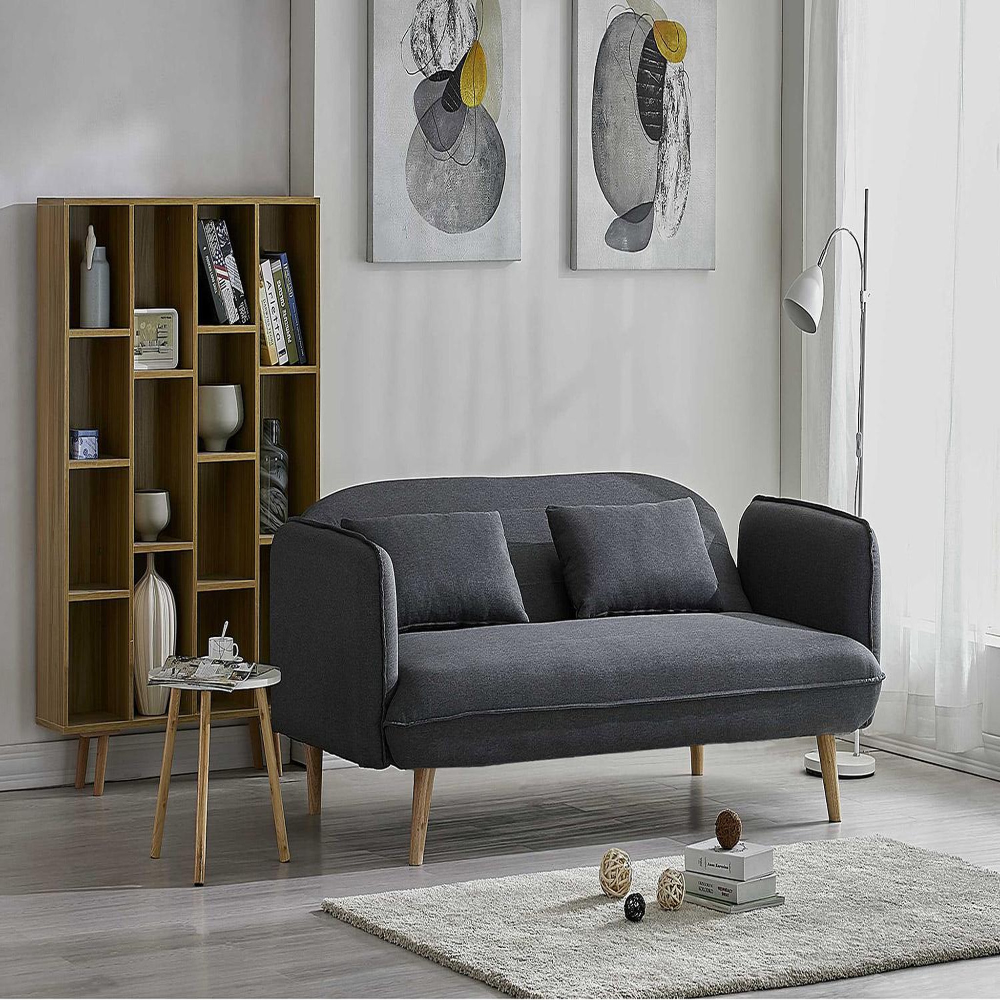 Voir la diapositive 3 : CONCEPT USINE Canapé convertible 3 places en tissu gris sotchi