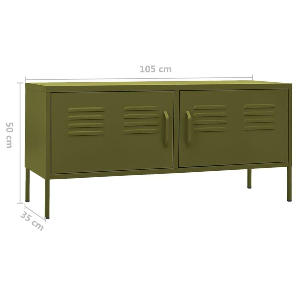 VIDAXL Meuble TV Vert olive 105x35x50 cm Acier
