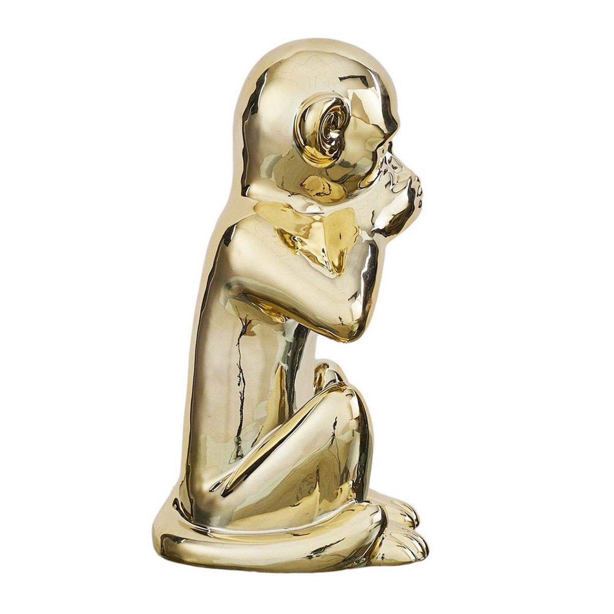Voir la diapositive 3 : The Home Deco Factory Statuette déco en céramique  singe assis  28cm or