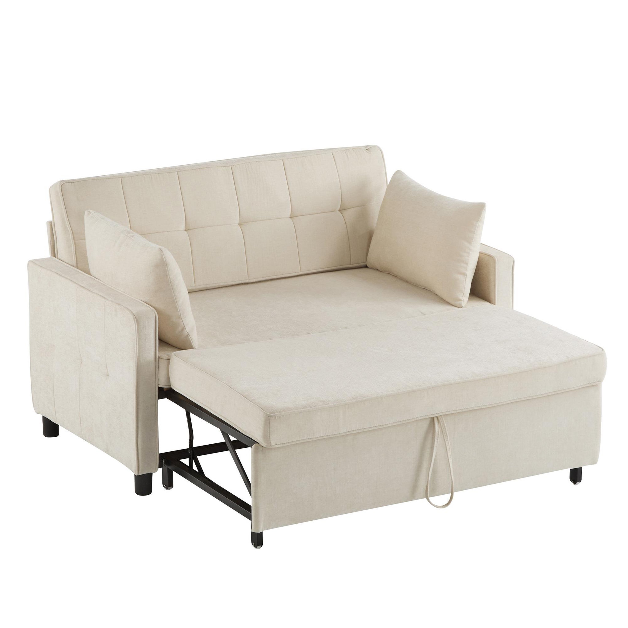 Voir la diapositive 1 : MERAX Canapé droit convertible 2 places tissu