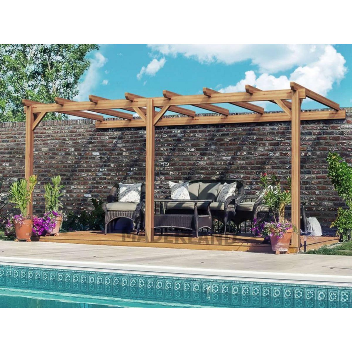 JARDIDECO Pergola adossée en lamellé-collée Versailles 300 x 300 cm - Mardeland