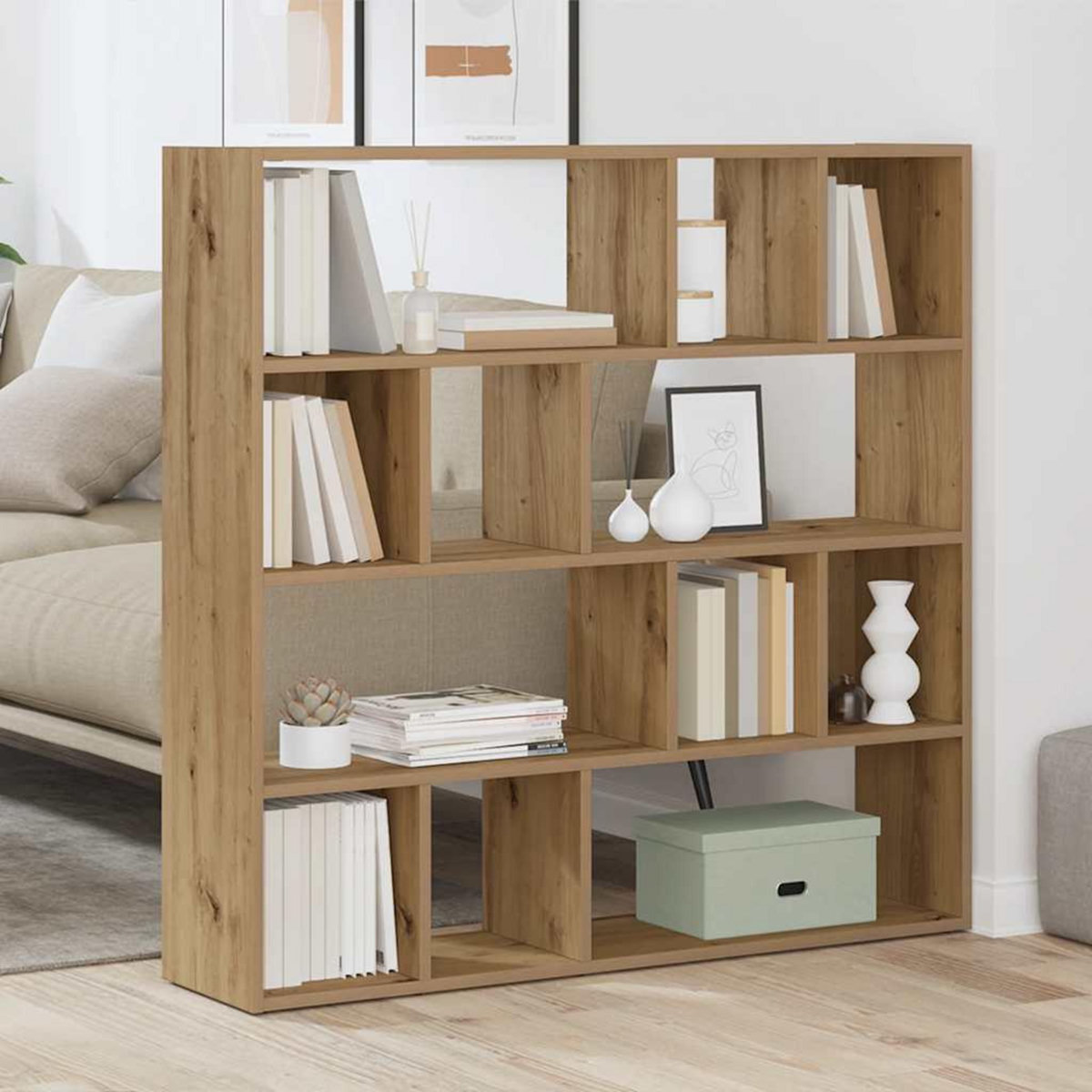 VIDAXL Bibliotheque/Separateur de piece chene artisanal 105x24x102 cm