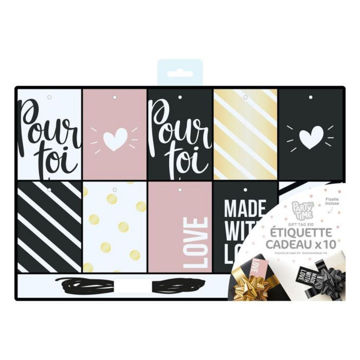Paris Prix Lot de 10 Étiquettes Cadeaux  Festif  10cm Noir