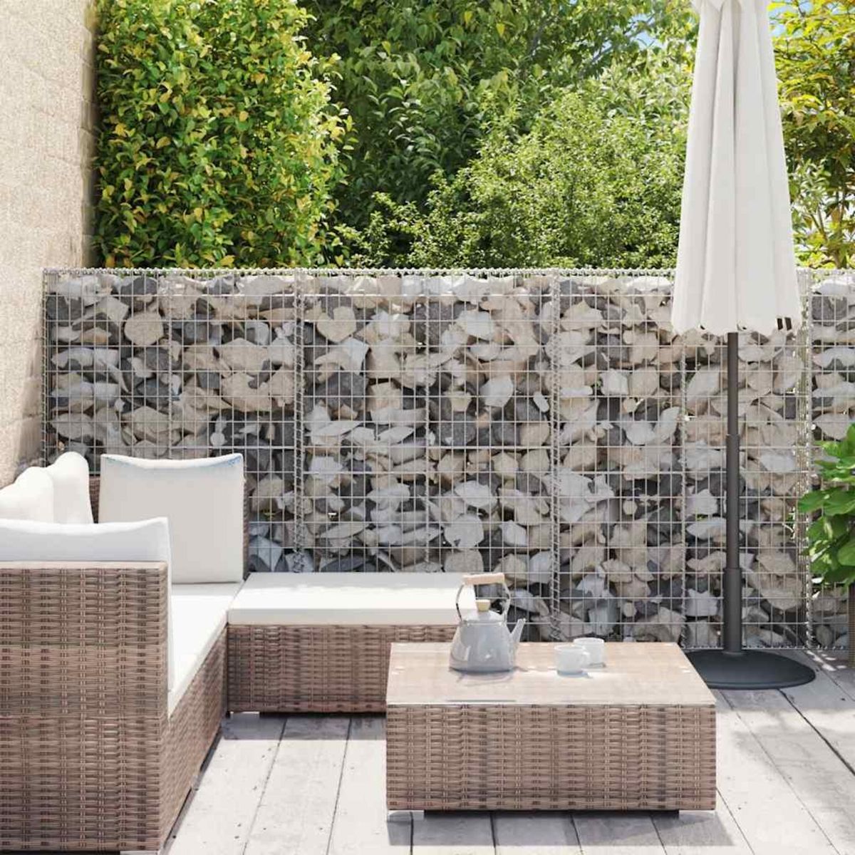 VIDAXL Mur a gabion avec couvercles Acier galvanise 900 x 50 x 150 cm
