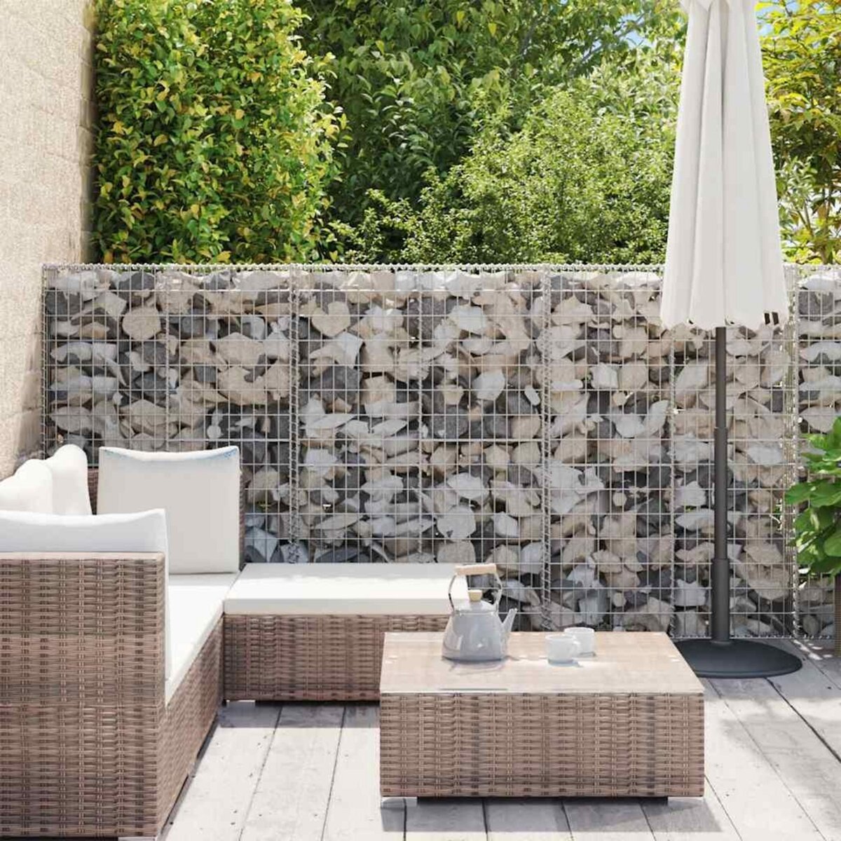 VIDAXL Mur a gabion avec couvercles Acier galvanise 900 x 50 x 150 cm